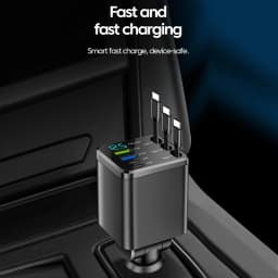 KEBIDUMEI 180W Car Charger PD30W USB 3.1A Phone Charger Digital Display Fast Charging Retractable Cable Adapter Auto Accessories
