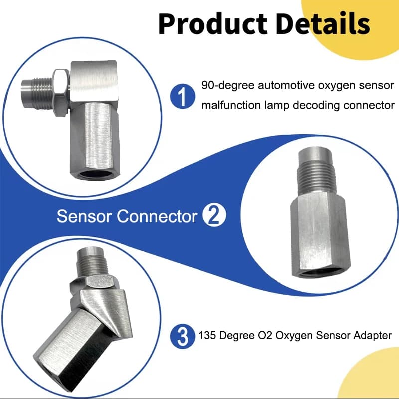 90-Degree / 135-Degree Automotive O2 Sensor M18x1.5 Connector Series Stainless Steel Universal Automotive Parts