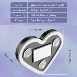 SEAMETAL Universal Car Solar Heart-shaped Light Car Window LED Peach Heart Atmosphere Lamp for Car Exterior Interior Decoration
