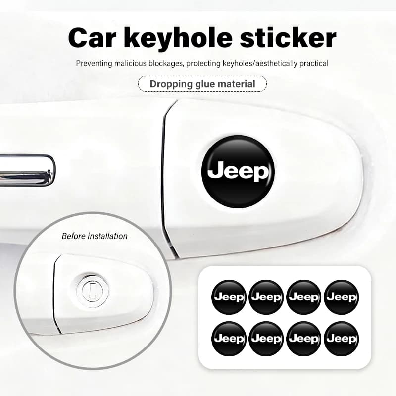 14mm Car Key Emblem Auto Control Keychain Sticker Decoration Accessories For Jeep Grand Cherokee Wrangler JK Renegade Gladiator