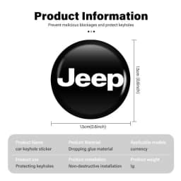 14mm Car Key Emblem Auto Control Keychain Sticker Decoration Accessories For Jeep Grand Cherokee Wrangler JK Renegade Gladiator