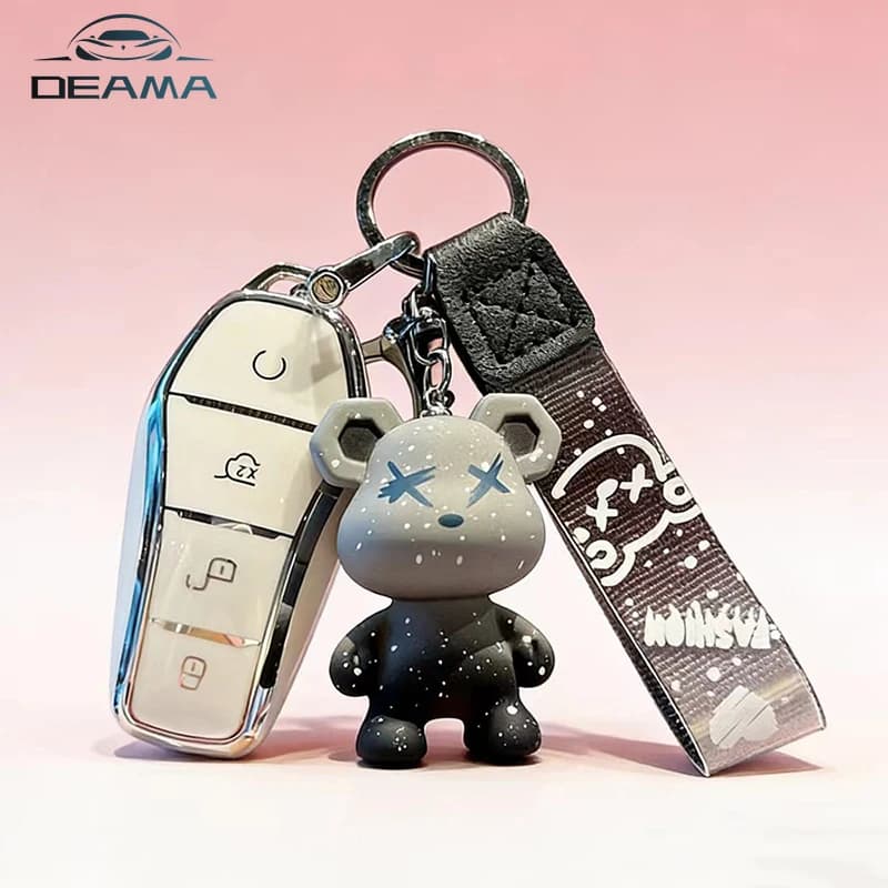 For BYD Song Plus Atto 3 Han EV Tang DM Qin Seal Dolphin TPU Key Case Cover Remote Fob Holder Keychain Car Accessories