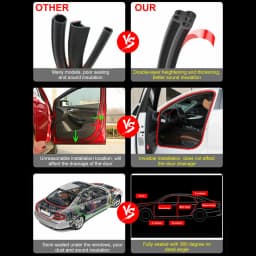 SEAMETAL 5M Rubber Car Sealing Strips 2-Layer Universal Car Door Edge Sealant Protector Trim Noise Insulation for Car Trunk Hood
