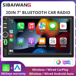 2Din Carplay 7'' Bluetooth Car Radio Wireless Android Auto MP5 Player Type-C Charging FM AUX Stereo Audio Universal MirrorLink