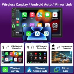 2Din Carplay 7'' Bluetooth Car Radio Wireless Android Auto MP5 Player Type-C Charging FM AUX Stereo Audio Universal MirrorLink