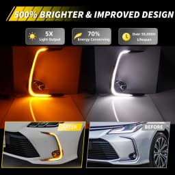 2Pcs Front Turn Signal Light Fog Light Bezel DRL Light Daytime Running Light W/LED For 2019 2020 2021 2022 Toyota Corolla Sedan