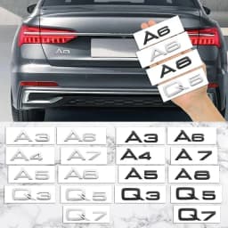 3D Letters Numbers Emblem for Audi A3 A4 A5 A6 A7 A8 Q2 Q3 Q5 Q7 Car Trunk Lid Nameplate Badge Logo Sticker Chrome Glossy Black