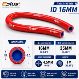 Universal Red 4-Ply Reinforced Silicone Tubing Hoses Vacuum Hose 1M Car Engine Air Pipe Flexible Auto Silica Gel Tube