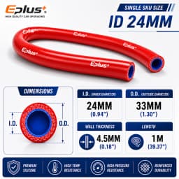 Universal Red 4-Ply Reinforced Silicone Tubing Hoses Vacuum Hose 1M Car Engine Air Pipe Flexible Auto Silica Gel Tube