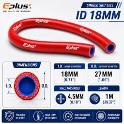 Universal Red 4-Ply Reinforced Silicone Tubing Hoses Vacuum Hose 1M Car Engine Air Pipe Flexible Auto Silica Gel Tube