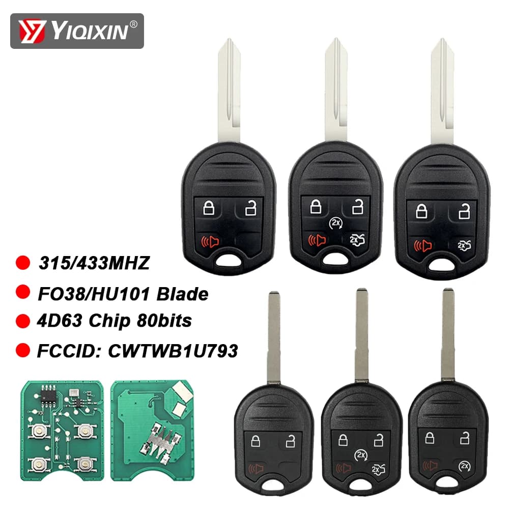 Remote Car Key For Ford Edge Explorer Expedition Mustang Escape Taurus Flex Focus Fusion 433/315MHz 4D63-80bit Chip CWTWB1U793