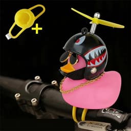 Bicycle Squeaky Duck Bike Horn with Shark Animal Helmet and Propeller Squeaky Bicycle Rubber Ducks Bike Car Dashboard Decoration