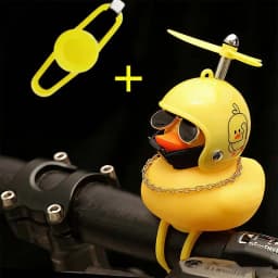 Bicycle Squeaky Duck Bike Horn with Shark Animal Helmet and Propeller Squeaky Bicycle Rubber Ducks Bike Car Dashboard Decoration