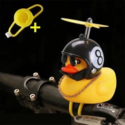 Bicycle Squeaky Duck Bike Horn with Shark Animal Helmet and Propeller Squeaky Bicycle Rubber Ducks Bike Car Dashboard Decoration