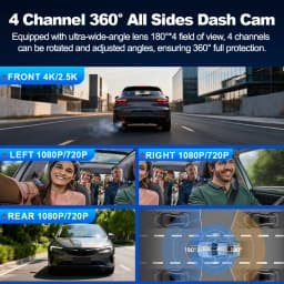 BEPOCAM 4CH Dash Cam 4K for Car 360° View DVR Camera 24H Parking Mode GPS WiFi & APP Control Video Recorder Night Vision ZD88A