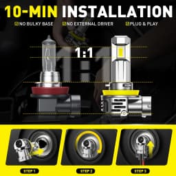 AUXITO 2Pcs Canbus H8 H11 LED Headlights 30000LM Super Bright 9005 HB3 9006 HB4 9012 HIR2 Led Lamp with Turbo Fan