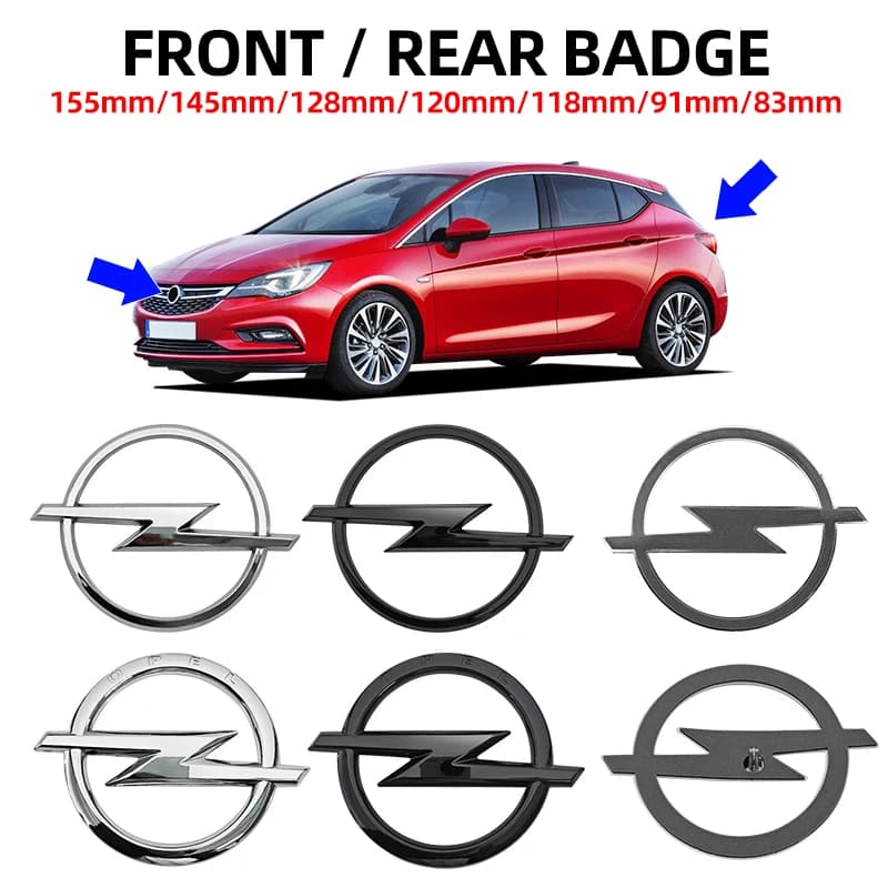 1pcs ABS For Opel Logo Emblem Badge Sticker Fit Car Front Grille Hood Bonnet Rear Trunk Bumper Astra Zafira Insignia Corsa H G