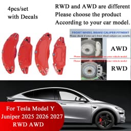 Fit for Tesla Model Y Juniper 2025 2026 Accessories RWD AWD Brake Caliper Covers 4pcs/set Rear All Wheel Drive 18 19 20in Wheels