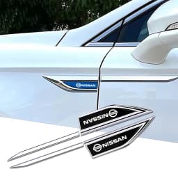 2Pcs Car Metal Emblem Door Mudguard Sticker Auto Body Decoration For Nissan Sylphy N7 Teana Qashqai Note J10 J11 Navara Juke GTR