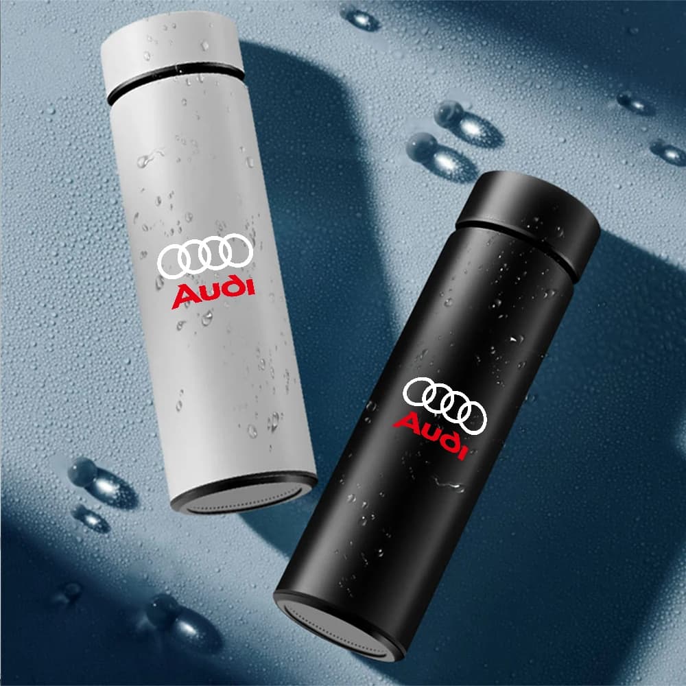 500ml Car Stainless Steel Smart Thermal Mug Intelligent Temperature Display Cup For Audi Sline Q3 Q5 Q7 RS3 RS4 A3 A4 B5 Quattro
