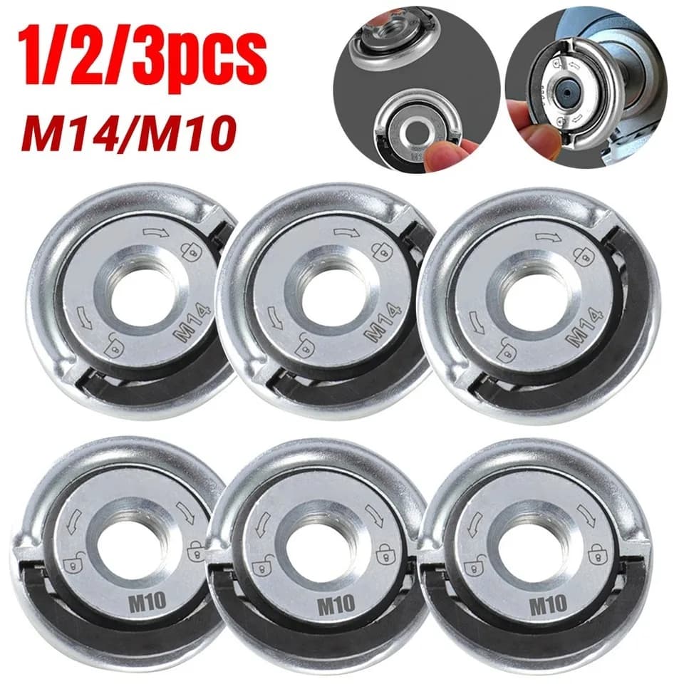 3-1pcs M14 M10 For 100 Type Angle Grinder Plate Quick Release Self-Locking Grinder Pressing Plate Flange Nut Power Chuck Tools
