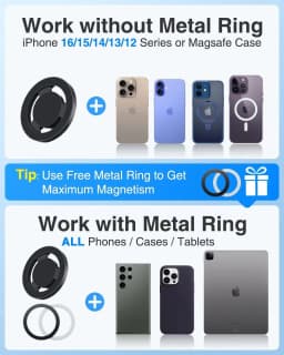 Mini Magnetic Car Phone Holder Dashboard Swivel Mount with Strong Adhesive Base Universal Sticky Stand for All Mobile Cell Phone