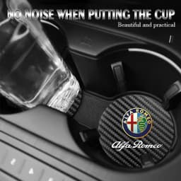 2Pcs Car Coasters Water Cup Mats Waterproof Slot Pads For Alfa Romeo 156 159 147 4C 8C 166 Giulia Giulietta Mito Spider Tonale