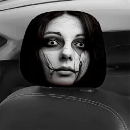 Set of 2 Car Headrest Covers: Perfect for Daily Commutes   Features Quirky Ghosts,