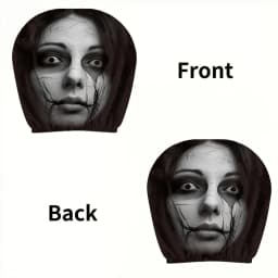 Set of 2 Car Headrest Covers: Perfect for Daily Commutes   Features Quirky Ghosts,