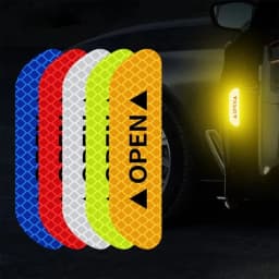 4PCS Reflective Car Door Sticker Safety Opening Warning Reflector Tape Decal Car Exterior Interior Reflector Sticker Amagi