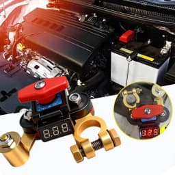 12V 24V Battery Disconnect Switch with Voltage Display Switch & Relays Instant Brass 360 Rotatable for Car Marine Power Protect