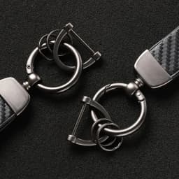 Carbon Fiber Leather Keychain, Durable Metal D-ring Car Key Strap with Key Ring