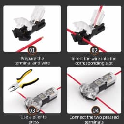 10Pcs T1 T2 Wire Connectors T-Type 2 Pin 2 Way LED Wire Connector with Locking Buckle Pluggable Universal Compact Wire
