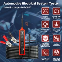 Power Circuit Probe Tester, 6-24V Dc Automotive Test Light, 12-Volt Circuit Tester with 13-Foot Lead Wire, Circuit Breaker Finder, for Continuity Testing of Cars, Suvs, and Trucks