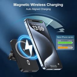 360 Rotation Magnetic Car Air Vent Phone Holder Stand Wireless Charger For Magsafe iPhone 17~12 Samsung Xiaomi Cellphone Bracket