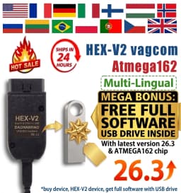 2026 VCDS 26.3 HEX V2 OBD2 Diagnostic Cable For VAG Cars Free Gift USB Drive Software Multi-Language Scanner