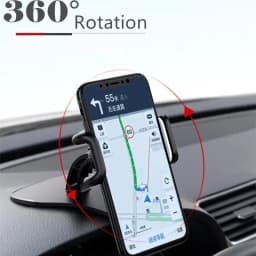 360° Rotation Car Phone Mount - Spring Clip Dashboard Holder No-Block View for 6.7 Inch Smartphones Easy To Install
