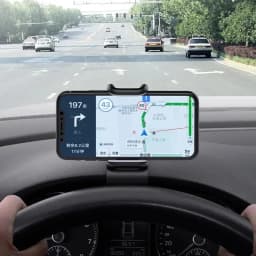 360° Rotation Car Phone Mount - Spring Clip Dashboard Holder No-Block View for 6.7 Inch Smartphones Easy To Install