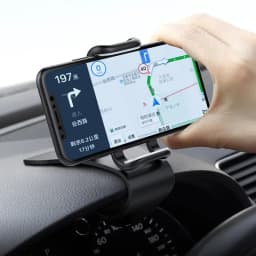 360° Rotation Car Phone Mount - Spring Clip Dashboard Holder No-Block View for 6.7 Inch Smartphones Easy To Install