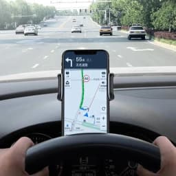 360° Rotation Car Phone Mount - Spring Clip Dashboard Holder No-Block View for 6.7 Inch Smartphones Easy To Install