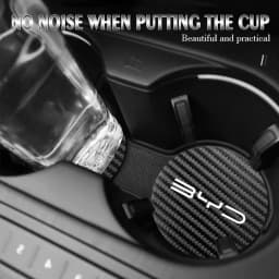 2Pcs Leather Coaster Mat Car Emblem Water Cup Cushion For BYD Atto 3 Yuan F3 E6 F0 G3 I3 Plus Ea1 Song Max Tang Dmi 2din Pro E2