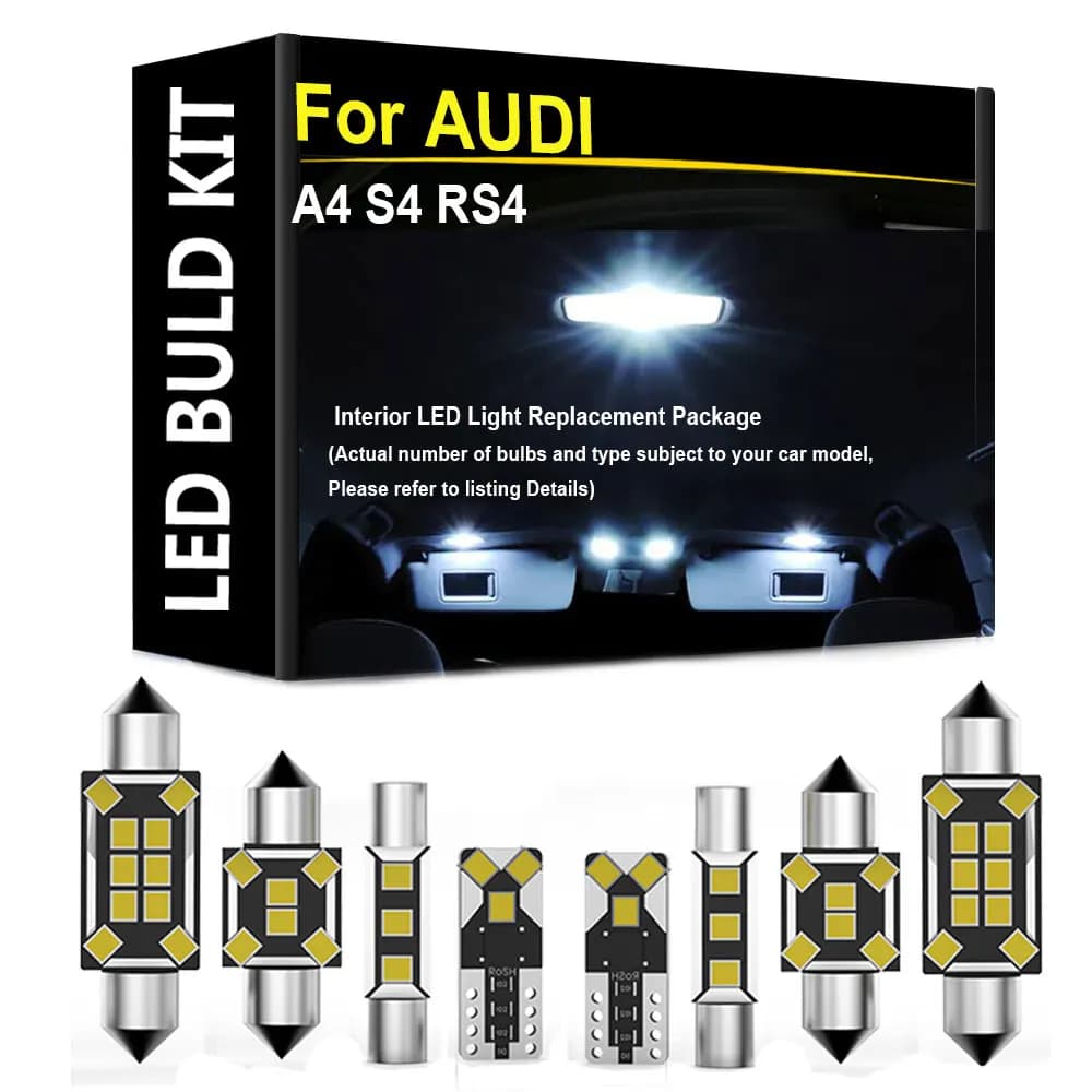 Car Interior LED Lights Kit For AUDI A4 S4 RS4 B5 B6 B8 Sedan Avant (W) 1996 1999 2000 2001 2005 2007 2009 2010 2011 2013 2015