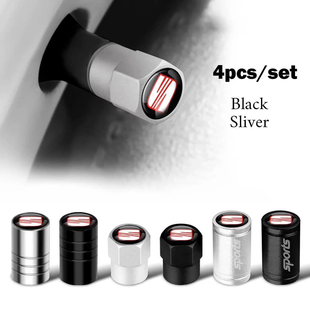 4Pcs Metal Car Wheel Tire Valve Stem Caps Covers For Seat Mk3 5f 1p Ibiza 6l 6j Arosa Ateca Altea FR Arona Cupra Exeo Tarraco