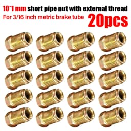 20pcs Brake Pipe 10mmx1mm Male Short Brake Pipe Screw Nuts for 3/16 Inch Metric Braking Tubes For Car SUV Motorcycles