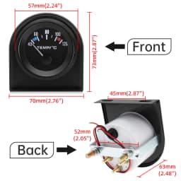 40-120 Celsius Car 52mm Water Temperature Gauge with Adaptor Joint Pipe Radiator 1/8NPT Sensor Racing Water Tank Level Indicator