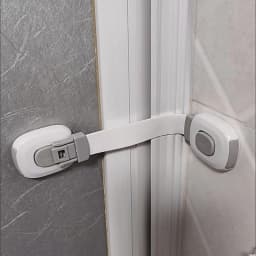 1pc Motorhome Plastic Safety Lock No Drilling Adhesive Fixation Drawer Door Lock Double Snap Refrigerator Door Lock RV Parts
