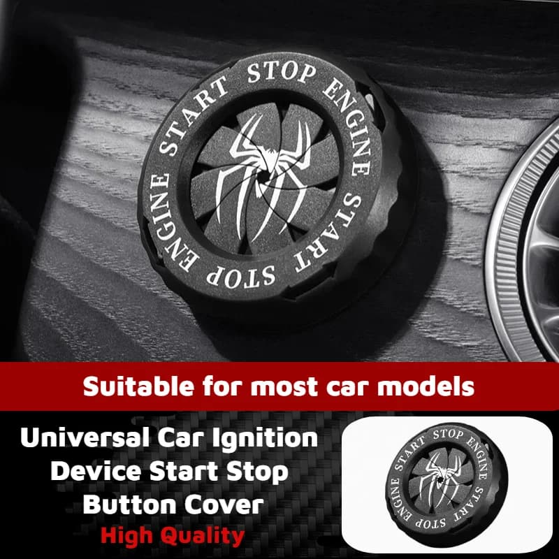 Universal Car Ignition Device Start Stop Button Cover Rotatable Decorative Engine Protector Motorcycle Key Cap Interior Sticker