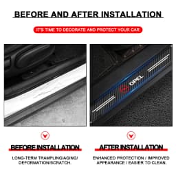 Car Door Threshold Scuff Plate Carbon Fiber Decals Stickers For Opel Corsa Astra Mokka Grandland X Insignia Zafira Vivaro Combo