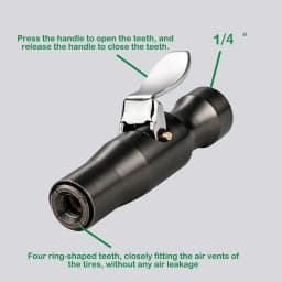 Self-Locking Tire Air Chuck Four Teeth Lock on Tire Chuck Open Flow or Closed Flow Applicable Tire Pressure Gauge Air Compressor