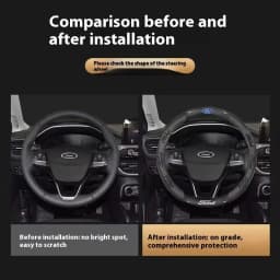 Ford Mondeo F150 Fusion Mustang EXPLORER ESCAPE EDGE Fiesta Focus Kuga Ranger Car 3D Embossing Carbon Fiber Steering Wheel Cover